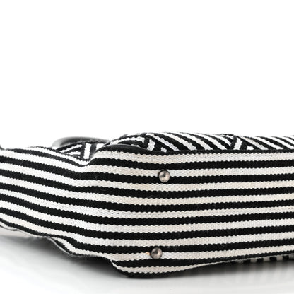 Chanel Woven Canvas Large Easy Shopping Tote Black White 10 of 12