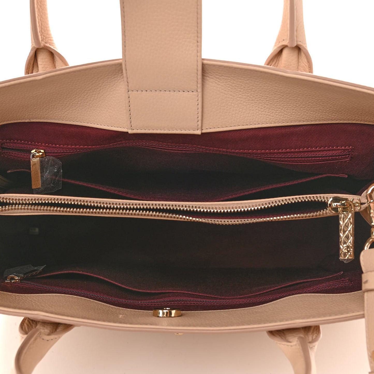 Grained Calfskin Medium Neo Executive Shopper Tote Beige