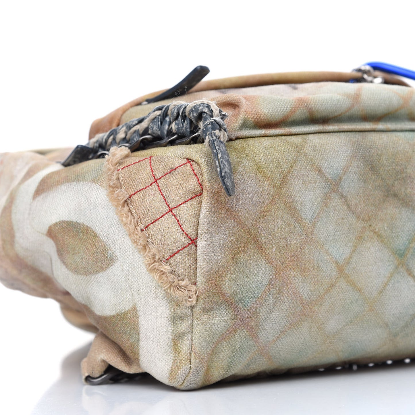 Graffiti Printed Canvas Medium Backpack Beige