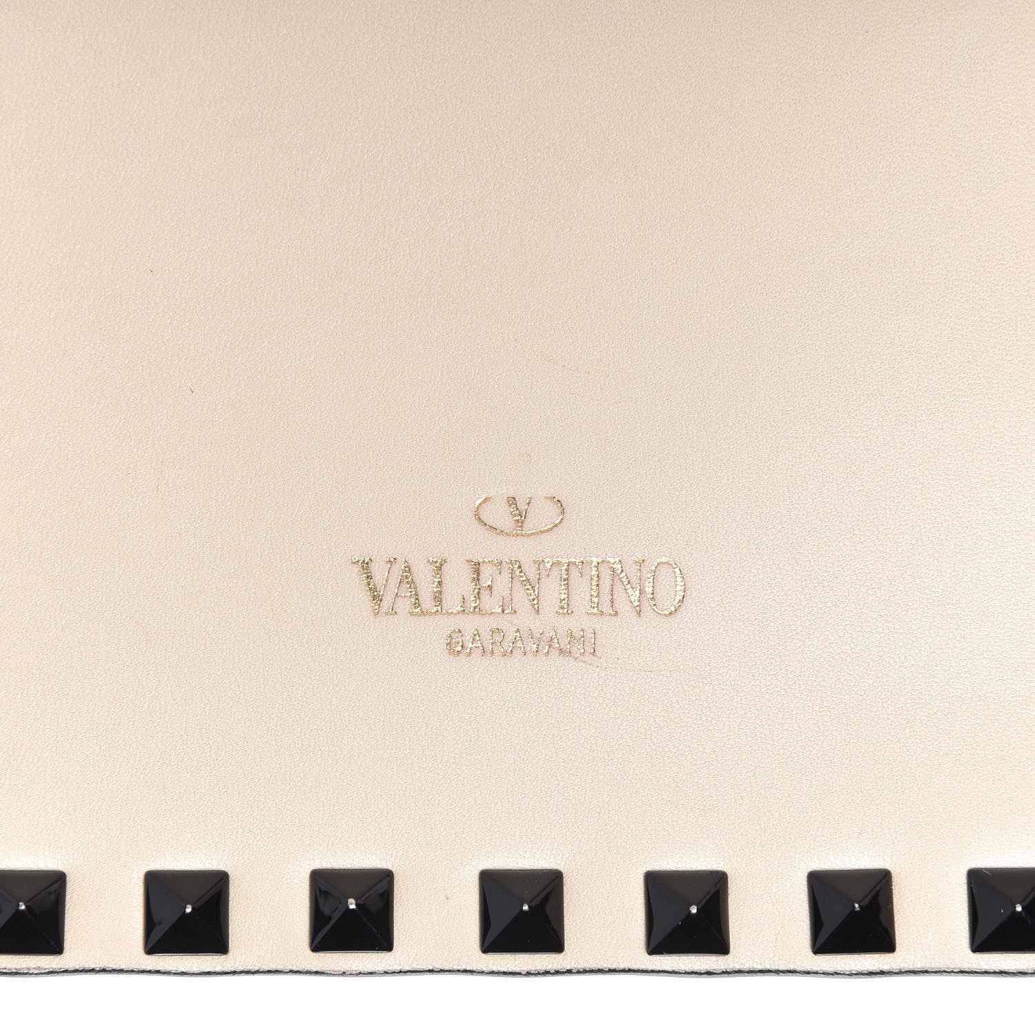 Valentino Garavani Nappa Rockstud Wristlet Clutch Black Light Ivory 9 of 9