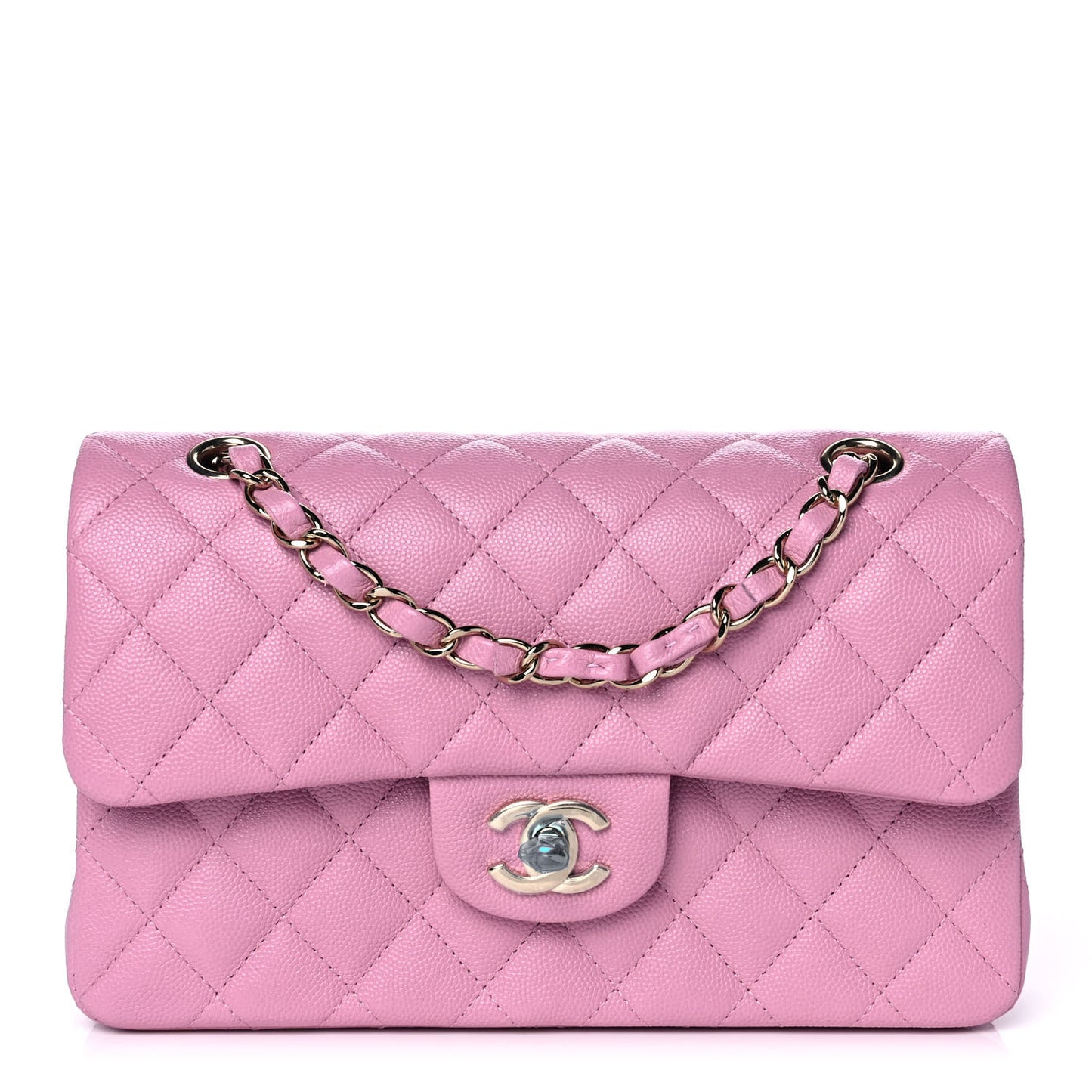 Caviar Quilted Small Double Flap Dark Pink