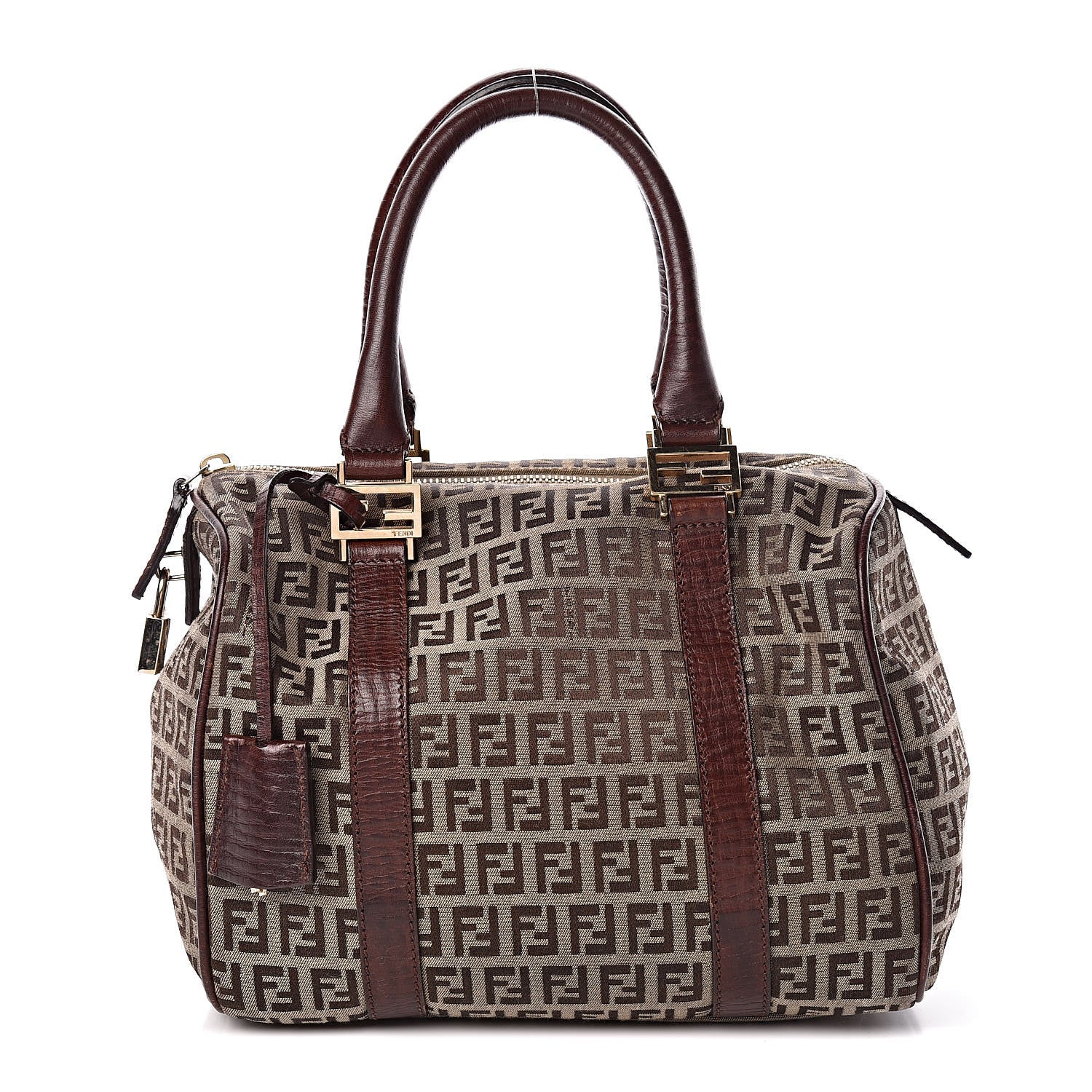 Fendi Zucchino Vitello Small Boston Mogano Panna Bruciato 1 of 9