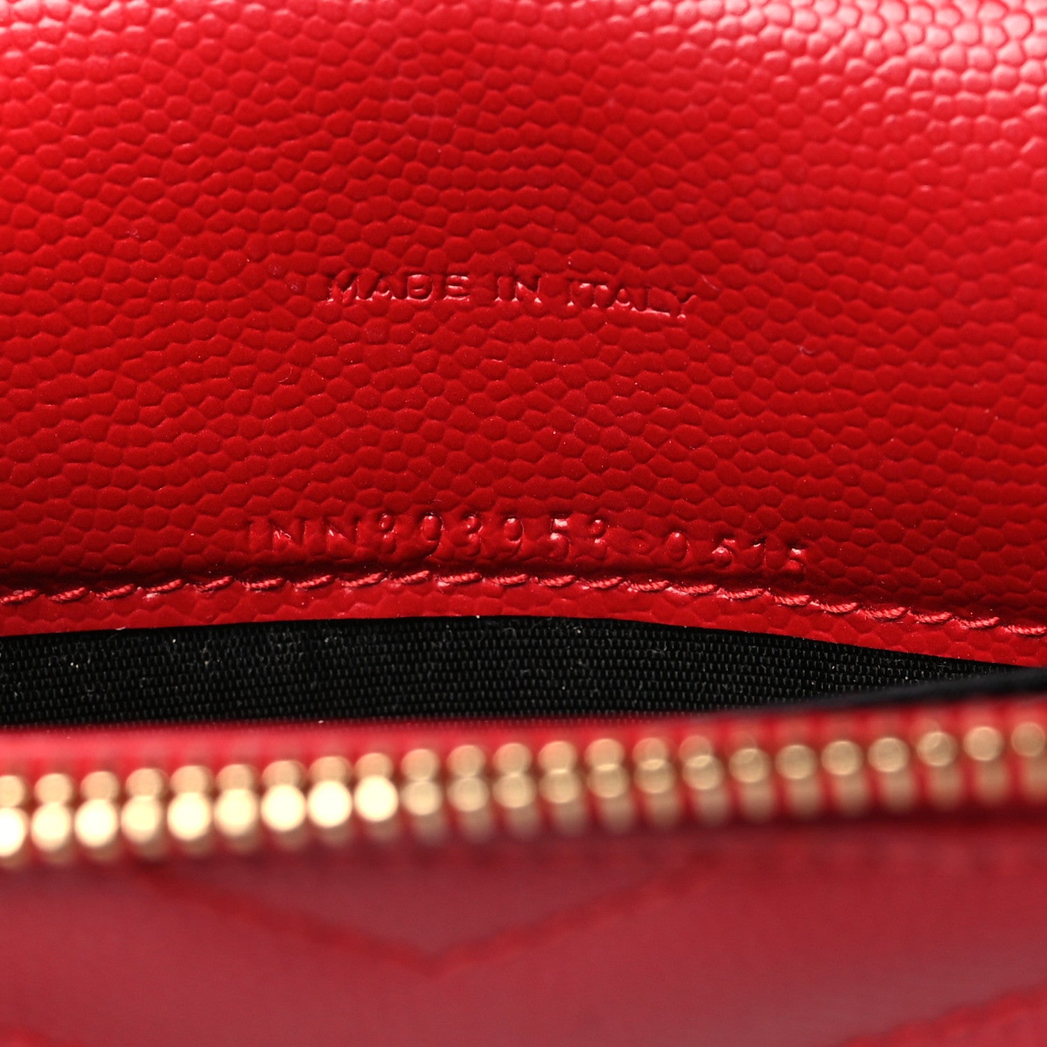 Saint Laurent Grain De Poudre Matelasse Chevron Monogram Envelope Chain Wallet New Red 7 of 11