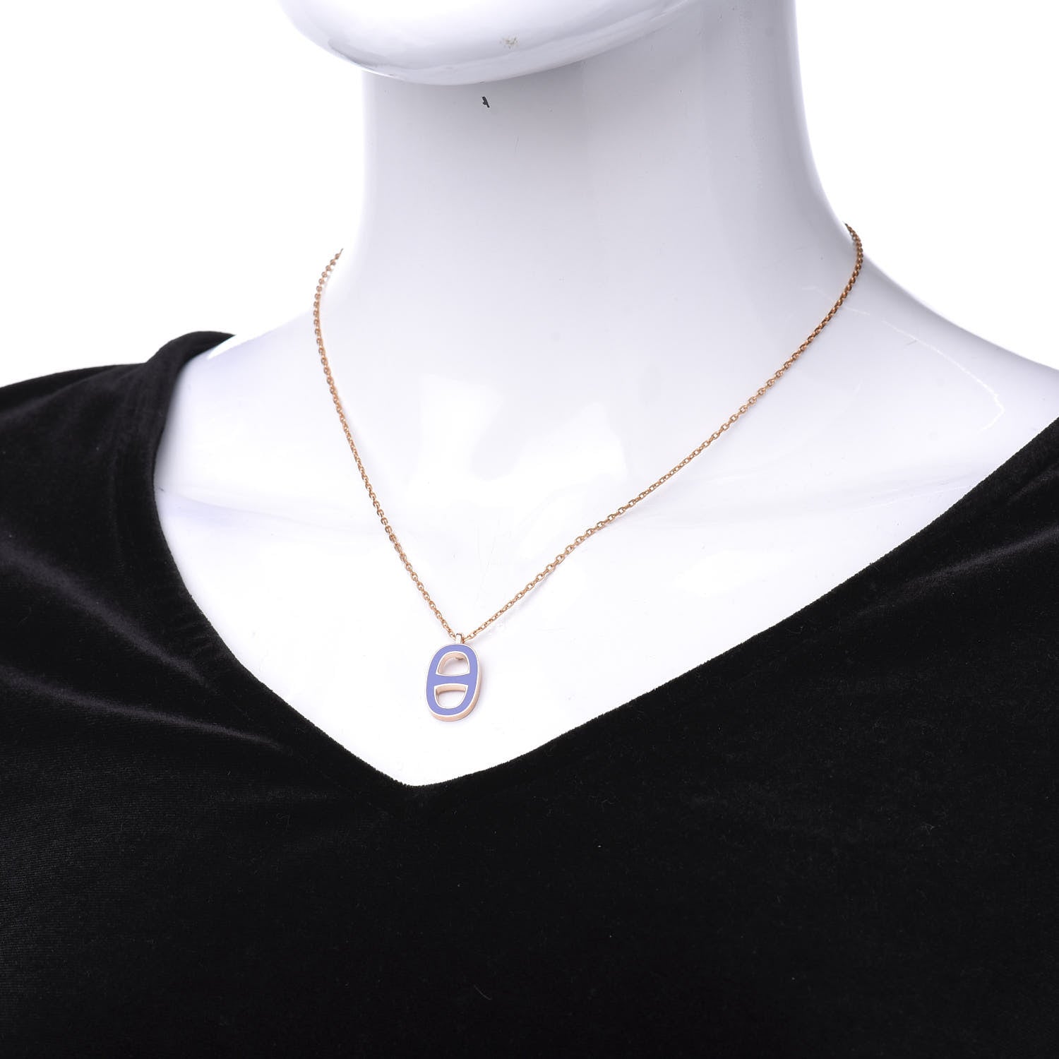 Hermes Laquered Iliade Pendant Necklace Pervenche 2 of 5