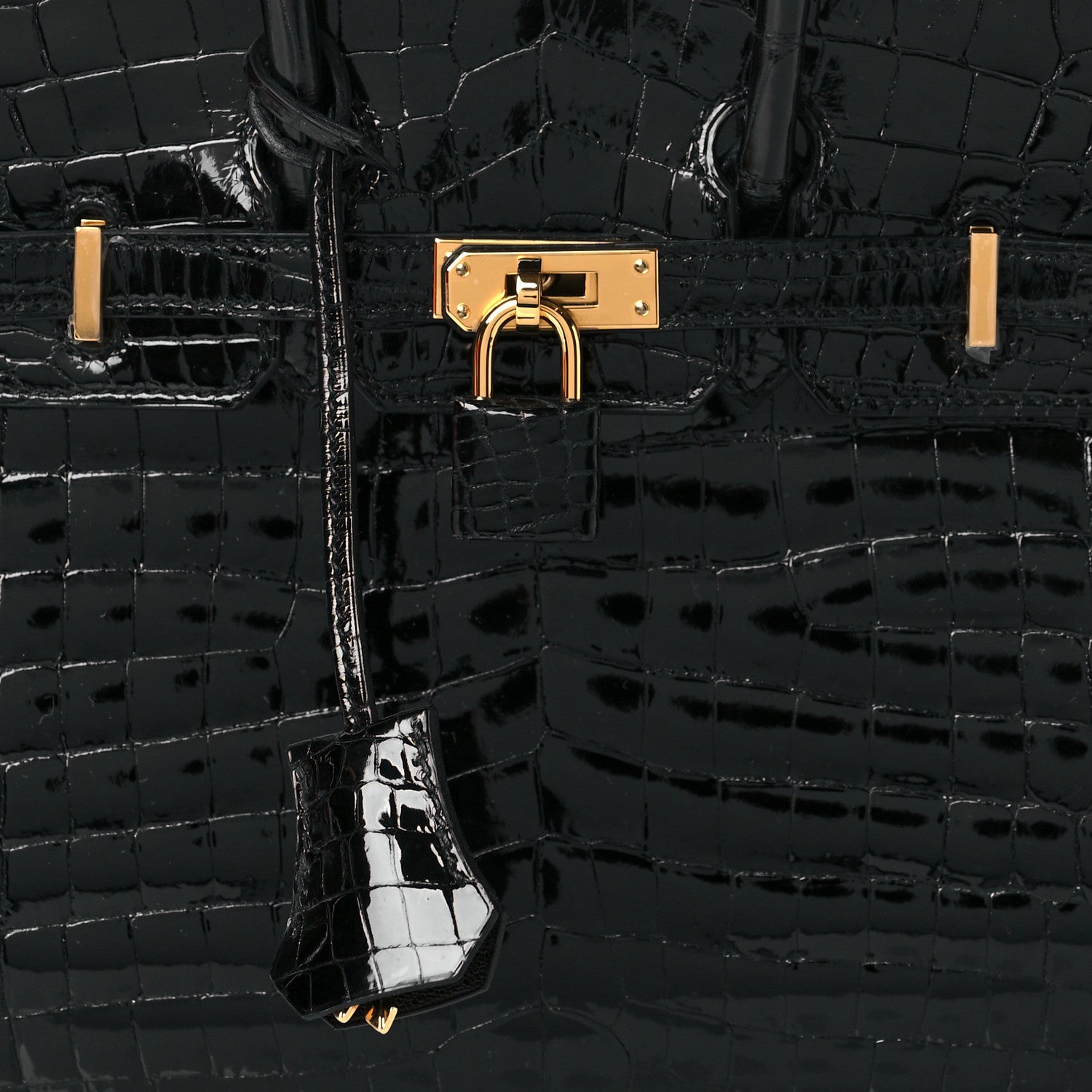 Hermes Shiny Niloticus Crocodile Birkin 25 Black 8 of 11