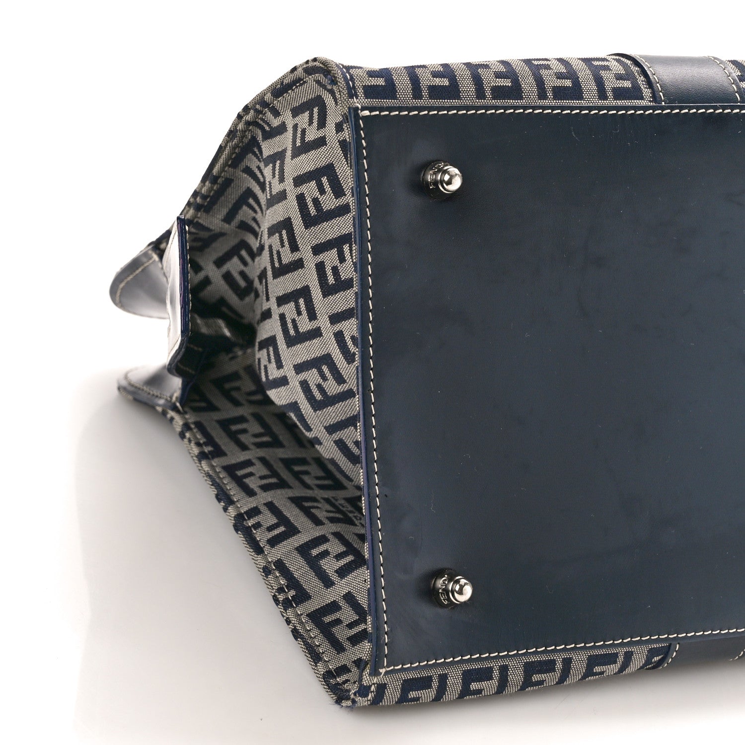 Fendi Zucchino Shoulder Bag Navy Blue 8 of 10