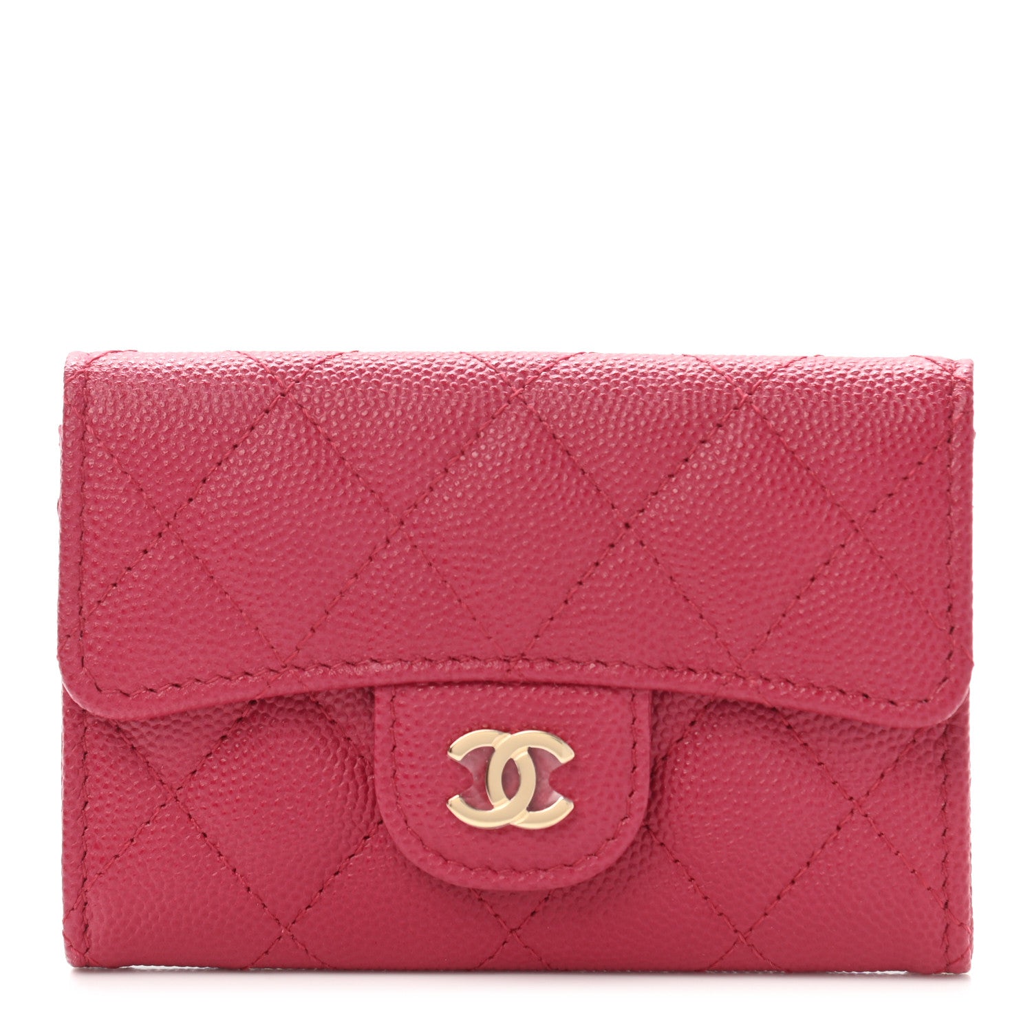 Chanel Caviar Quilted Flap Card Holder Wallet Dark Pink 1 of 9