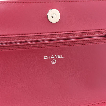 Chanel Lambskin Quilted Boy Wallet On Chain WOC Dark Fuchsia 6 of 11