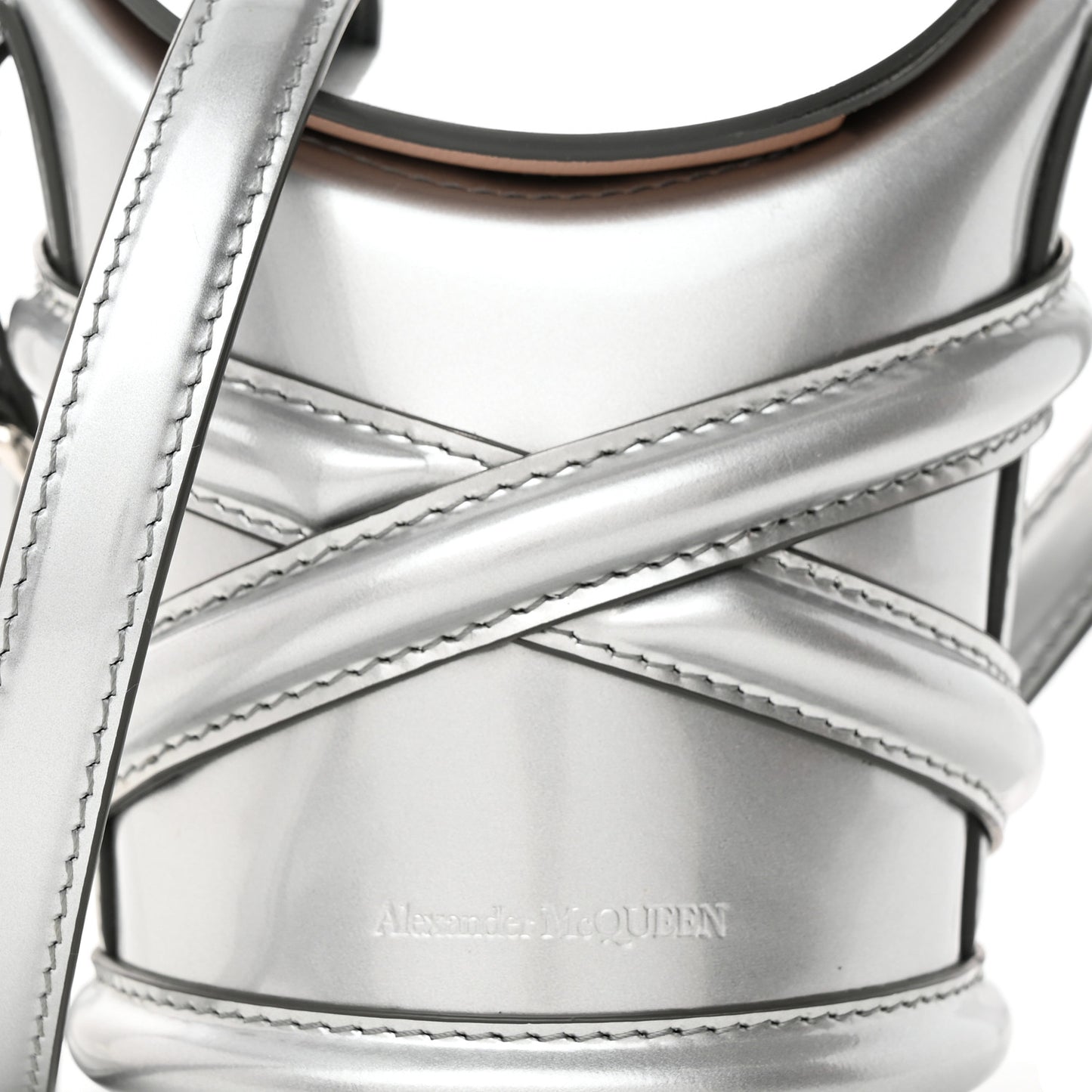Metallic Calfskin The Curve Mini Shoulder Bag Silver