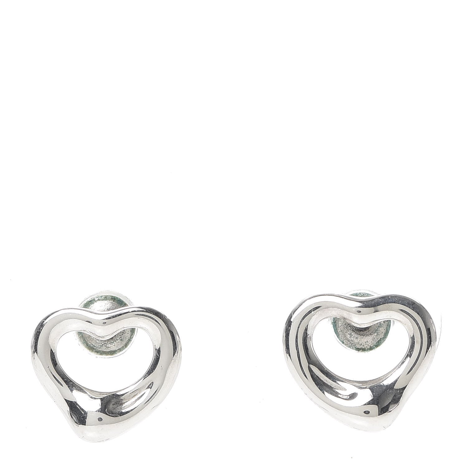 Tiffany Sterling Silver 11mm Elsa Peretti Open Heart Earrings 1 of 6
