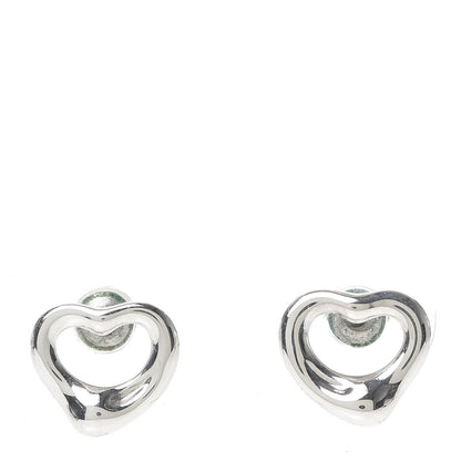 Tiffany Sterling Silver 11mm Elsa Peretti Open Heart Earrings 1 of 6