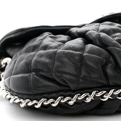 Chanel Washed Lambskin Quilted Medium Chain Around Messenger Black 12 of 16