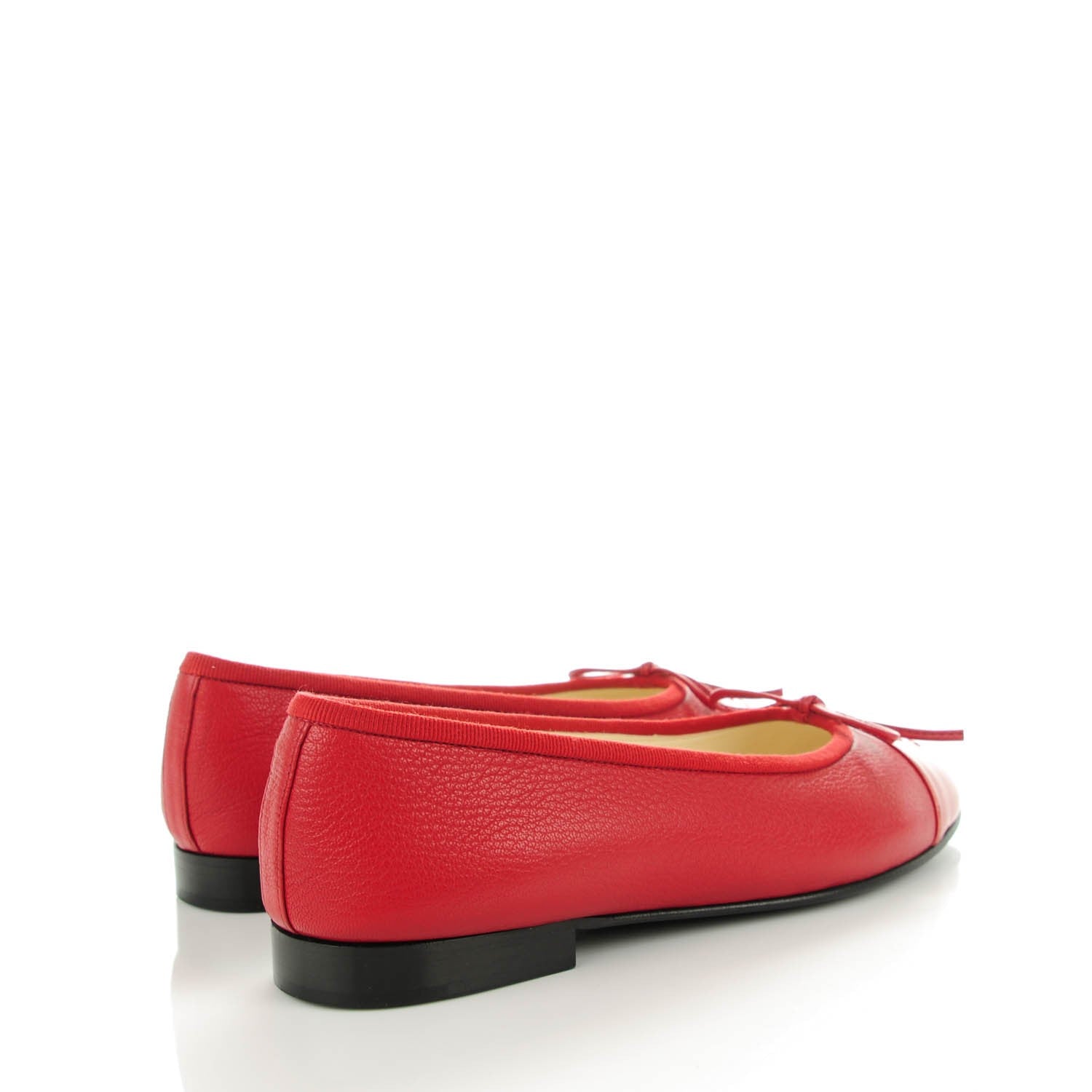 Chanel Goatskin Patent Cap Toe CC Ballerina Flats 35.5 Red 4 of 8