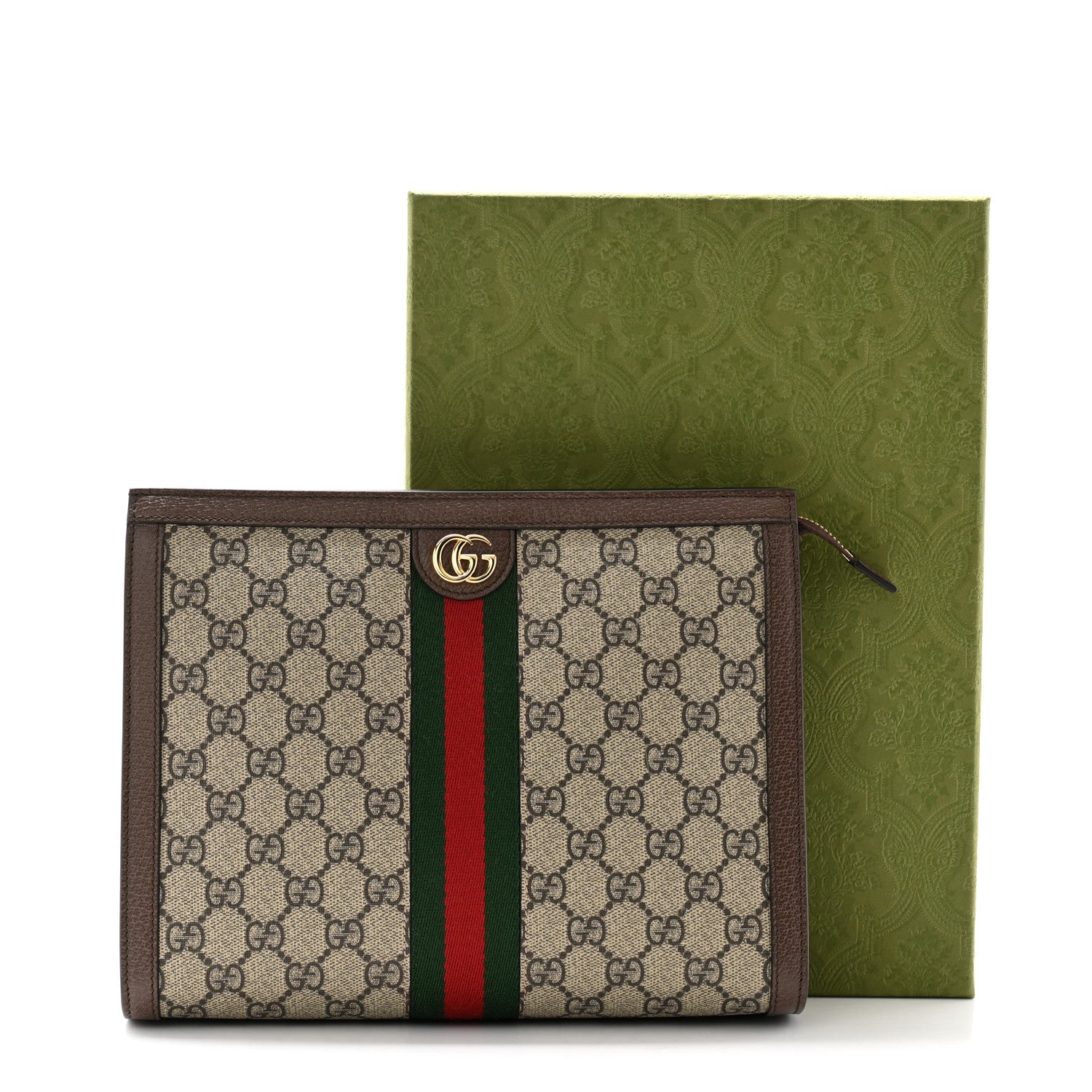 Gucci GG Supreme Monogram Web Ophidia Pouch Brown 8 of 8
