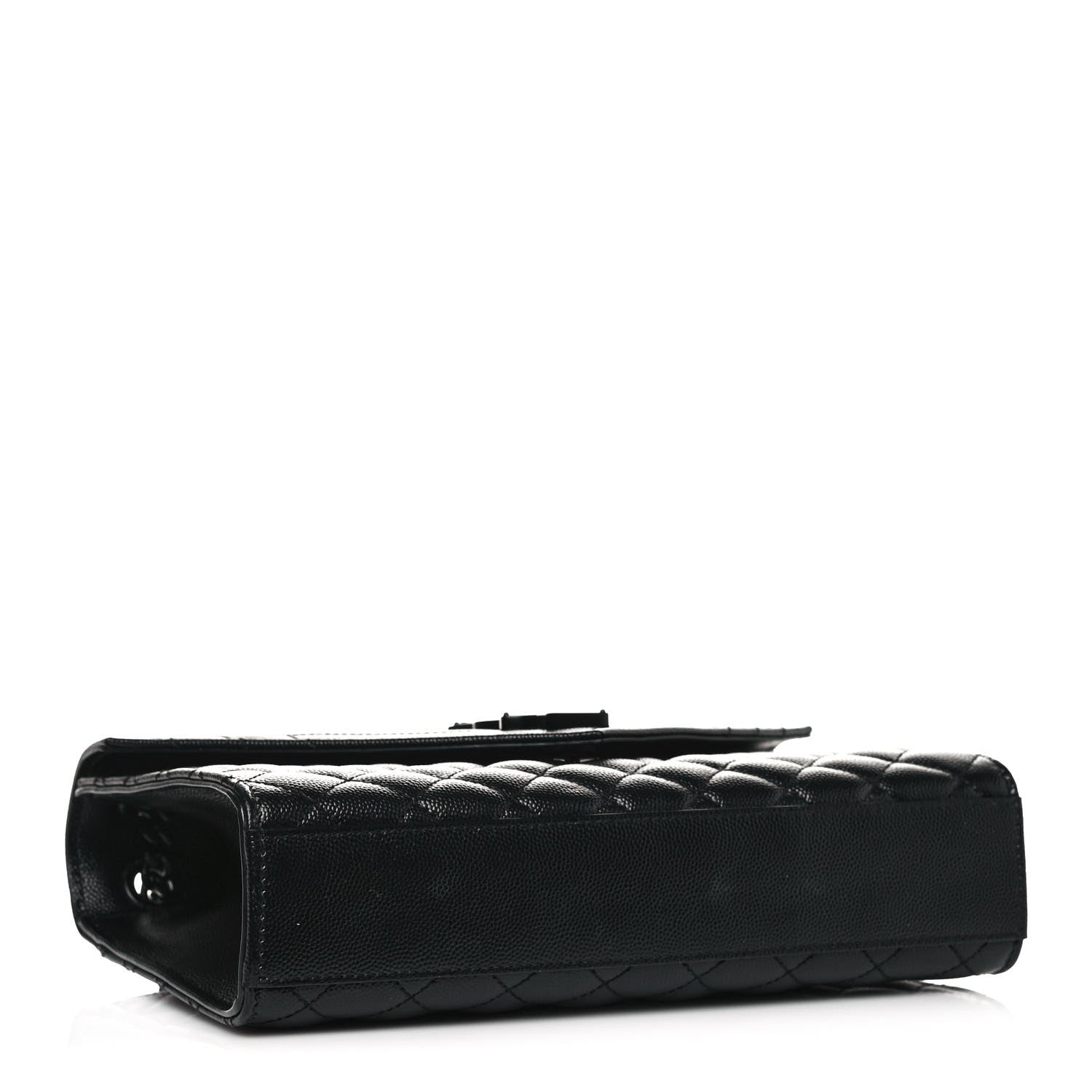 Saint Laurent Grain De Poudre Textured Mixed Matelasse Triquilt Medium Monogram Satchel Black 4 of 11