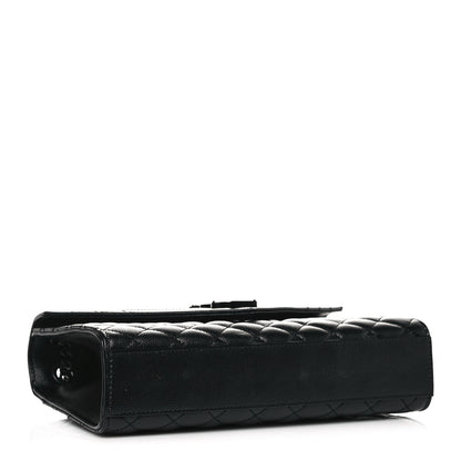 Saint Laurent Grain De Poudre Textured Mixed Matelasse Triquilt Medium Monogram Satchel Black 4 of 11
