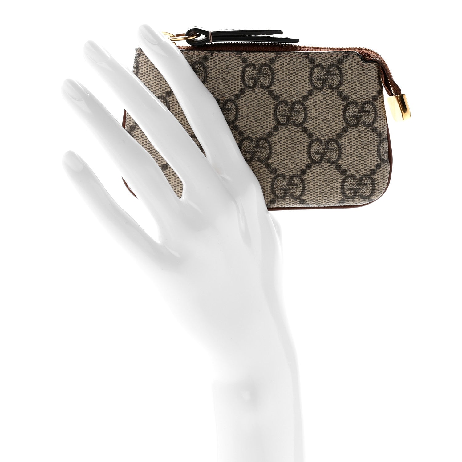 Gucci GG Supreme Monogram Key Case Beige Ebony Cuir 2 of 8