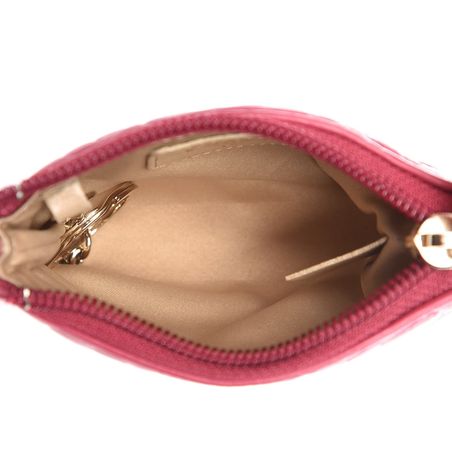 Lambskin Camellia Embossed Key Holder Case Fuchsia