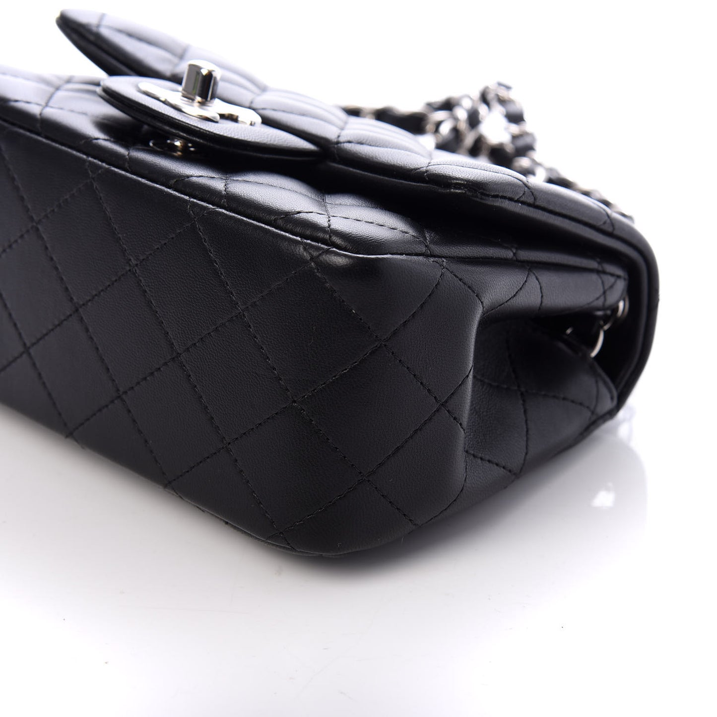 Lambskin Quilted Mini Square Flap Black