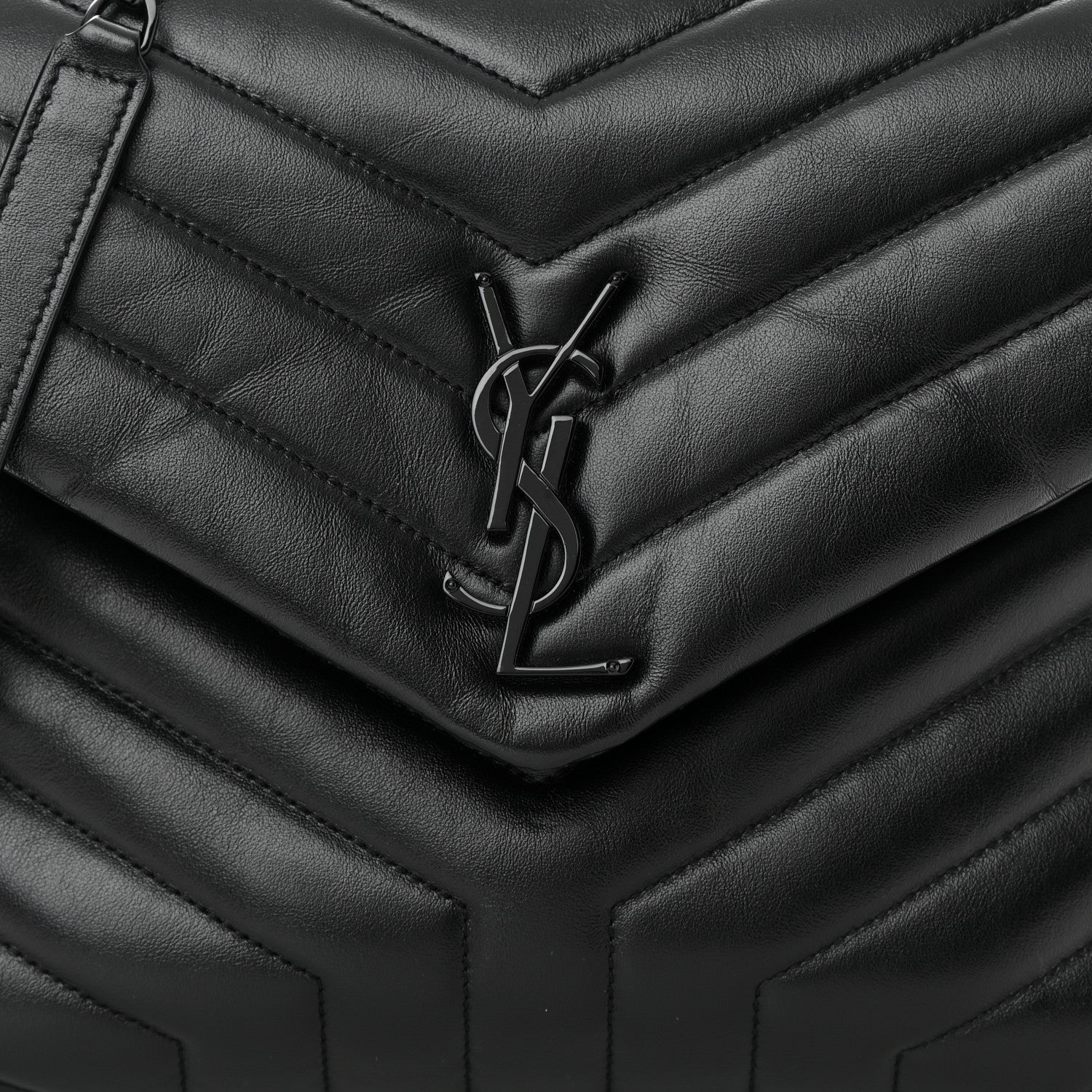 Saint Laurent Calfskin Y Quilted Monogram Monochrome Medium Loulou Chain Satchel Black 8 of 10
