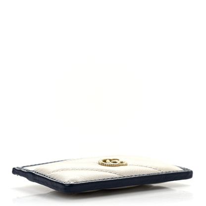 Gucci Vintage Effect Calfskin Matelasse Diagonal Torchon GG Marmont Card Holder White Blue Agata 5 of 6