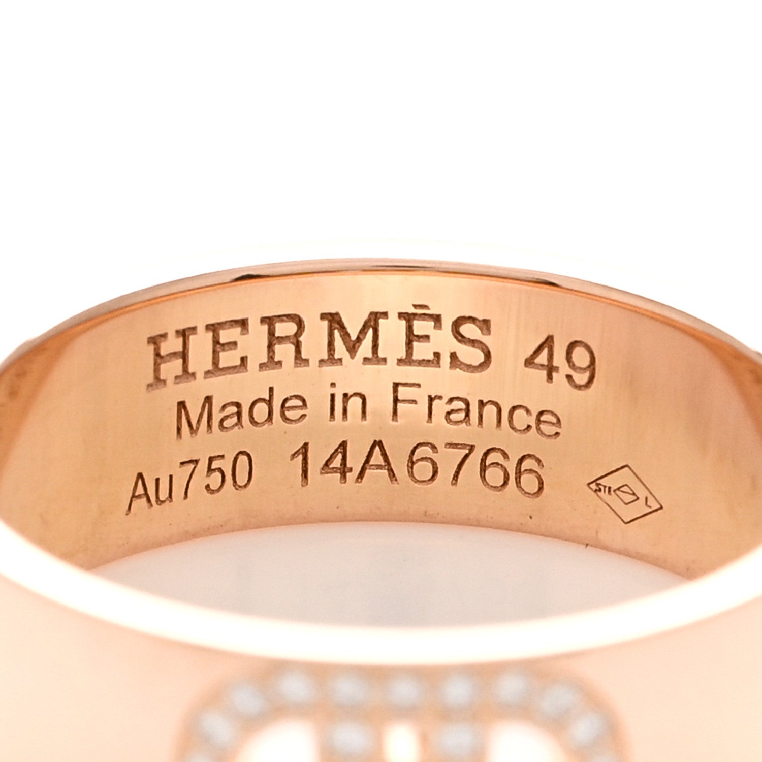 Hermes 18K Rose Gold Diamond PM H D'Ancre Ring 49 5 4 of 4