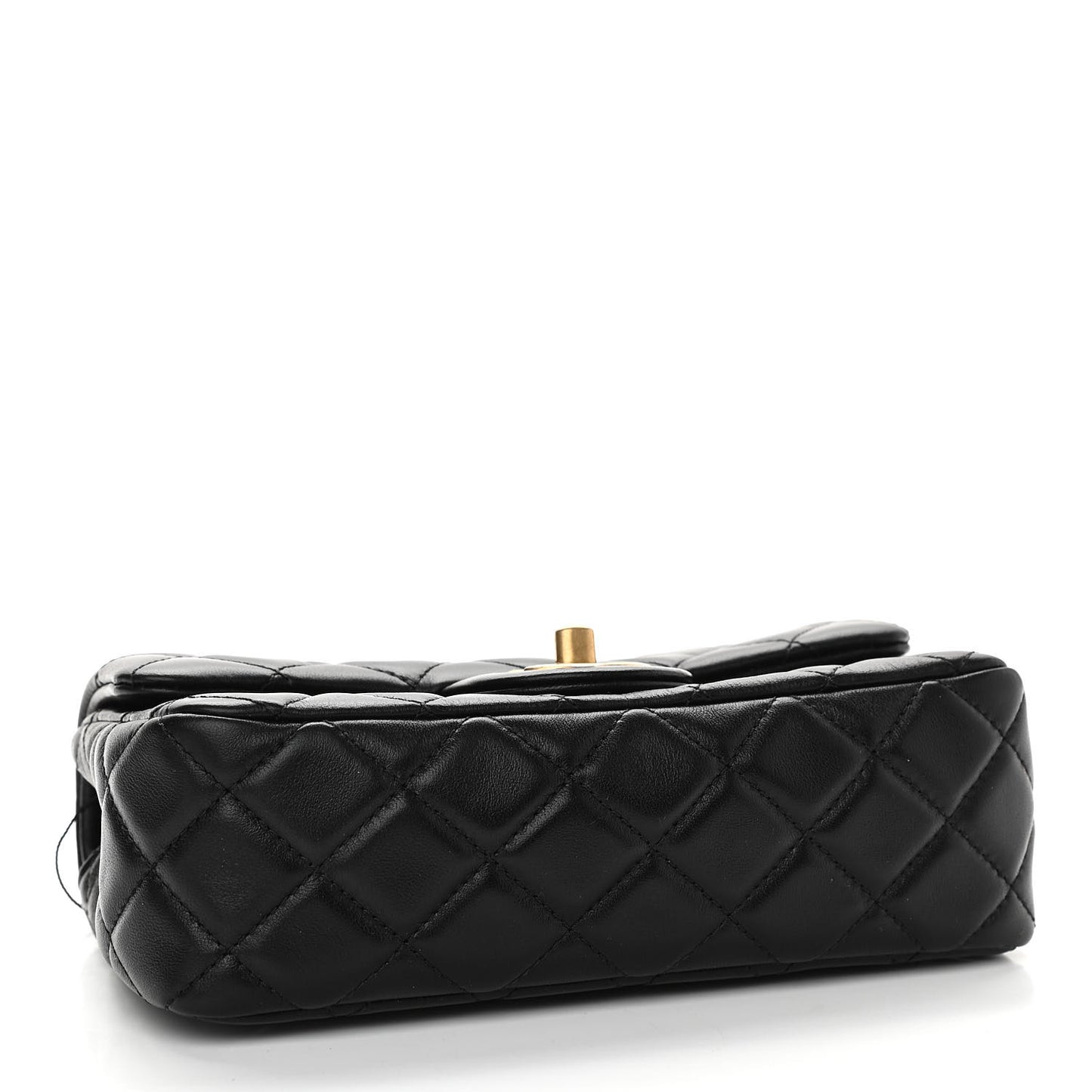 Lambskin Quilted Mini Rectangular Pearl Crush Flap Black