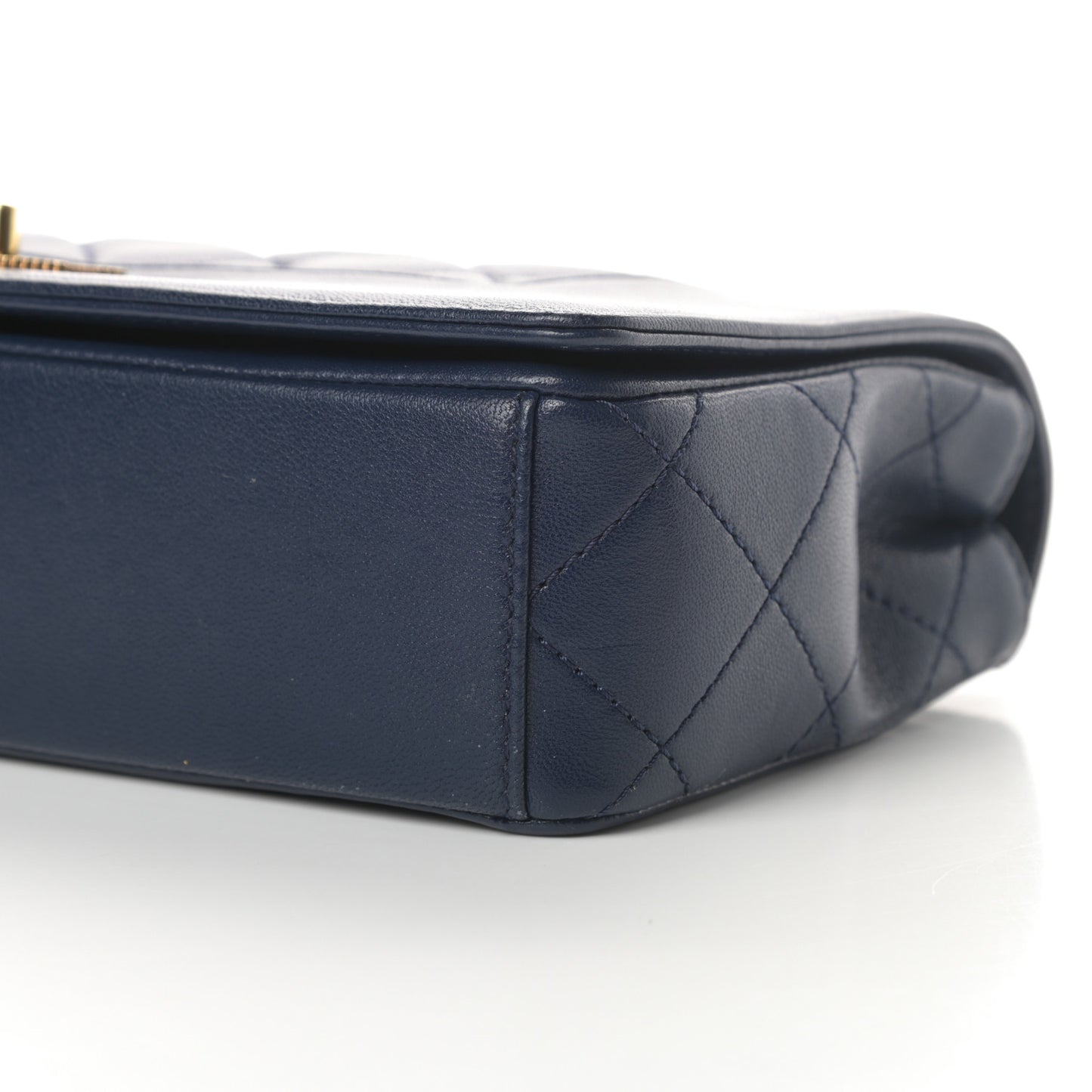 Sheepskin Quilted Medium Vintage Mademoiselle Flap Dark Navy