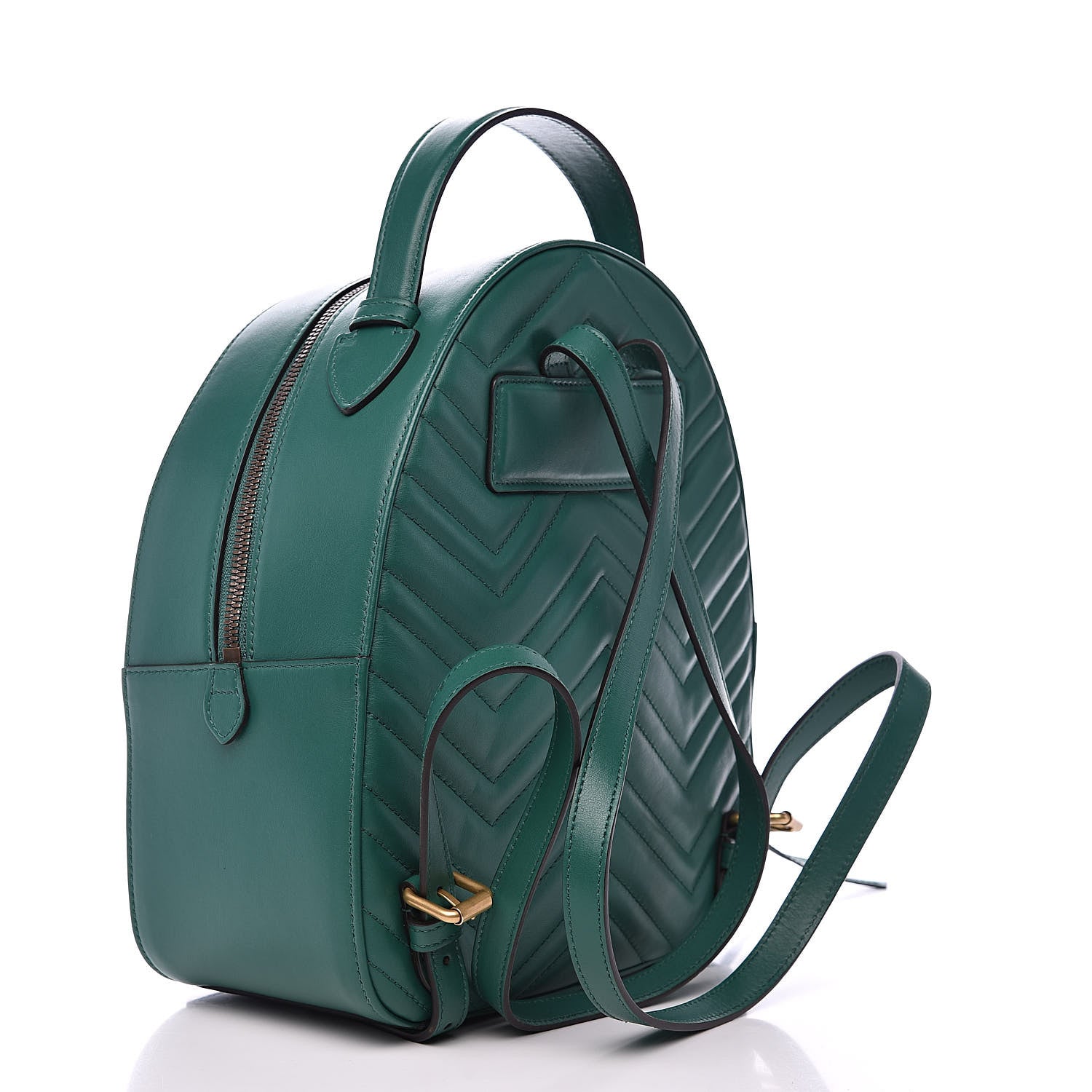 Gucci Calfskin Matelasse GG Marmont Dome Backpack Emerald Green 3 of 9