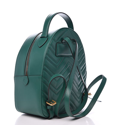 Gucci Calfskin Matelasse GG Marmont Dome Backpack Emerald Green 3 of 9
