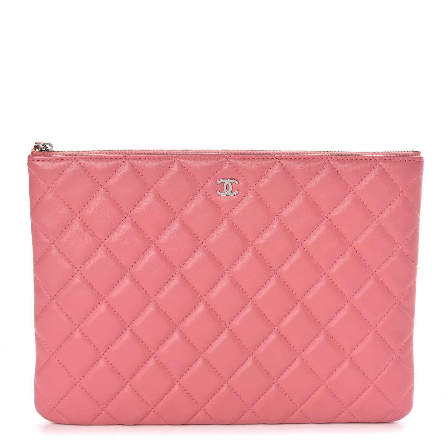 Lambskin Quilted Medium Cosmetic Case Pink