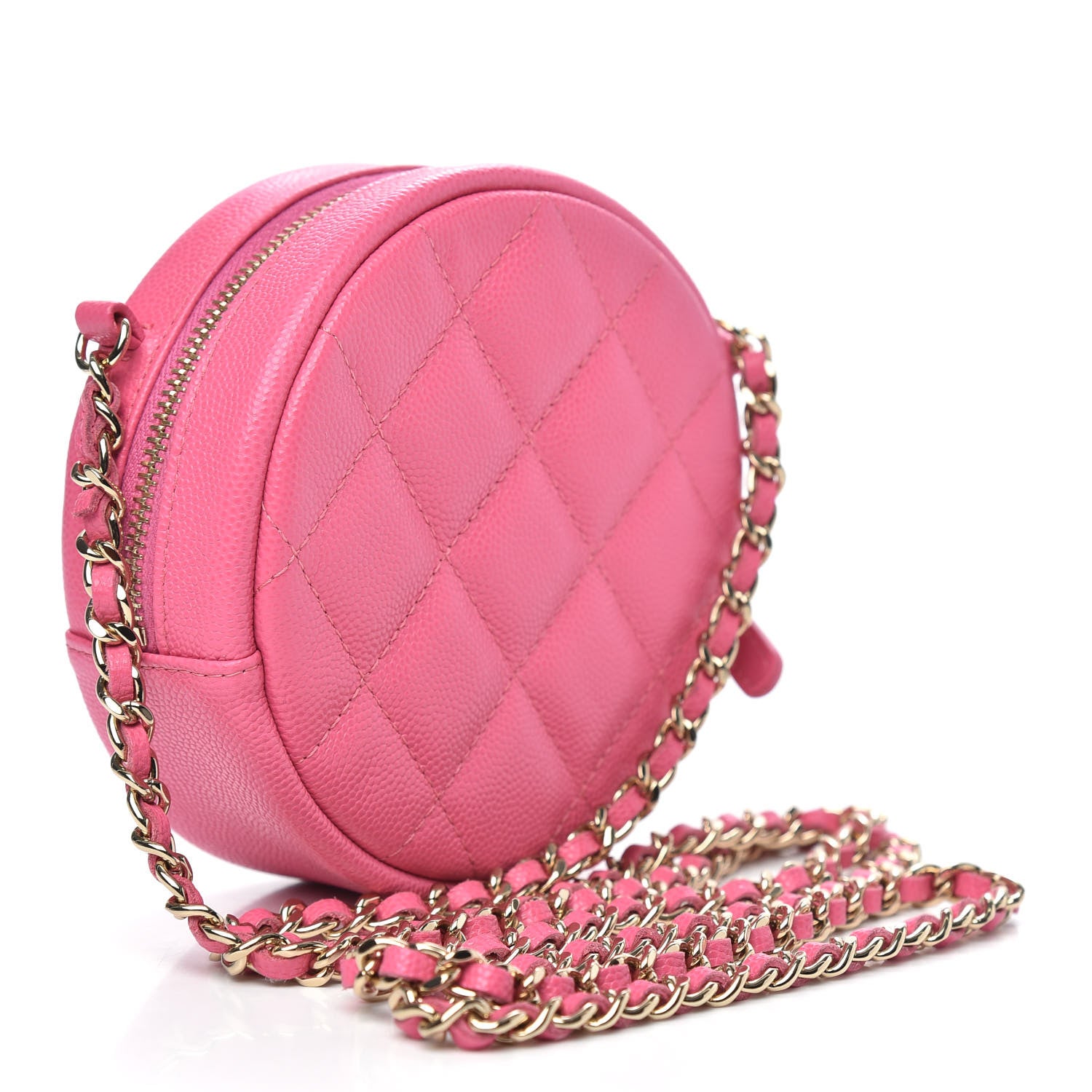 Chanel Caviar Quilted Round Clutch With Chain Pink 3 of 10