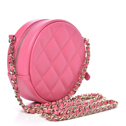 Chanel Caviar Quilted Round Clutch With Chain Pink 3 of 10