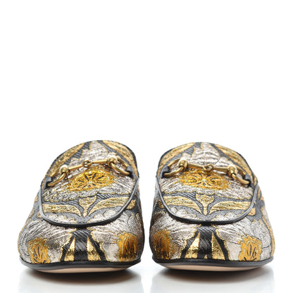 Gucci Jacquard Floral Womens Princetown Slippers 36.5 Oro Black 2 of 11