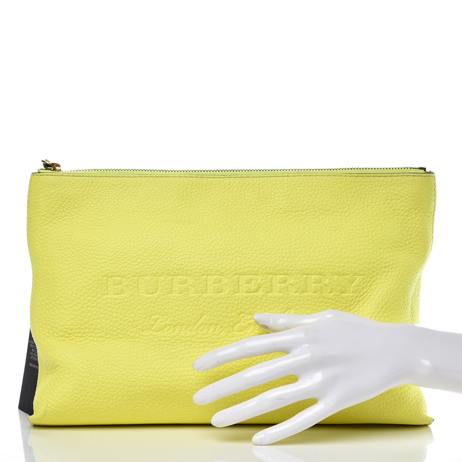 Burberry Soft Calfskin Large Duncan Zip Pouch Neon Yellow 2 of 11