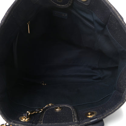 Chanel Lurex Canvas Medium Deauville Tote Navy Blue Gold 5 of 10