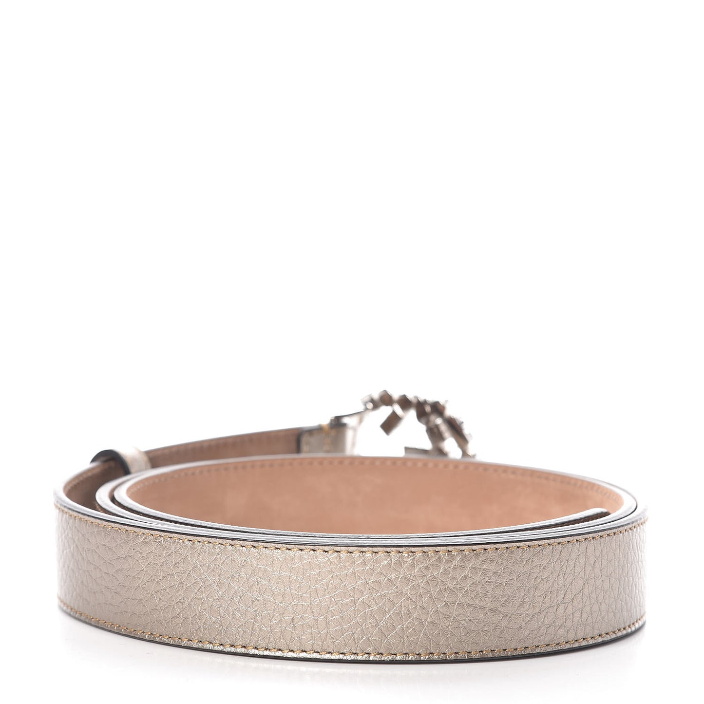 Calfskin Crystal Interlocking G Belt 110 44 Golden Beige