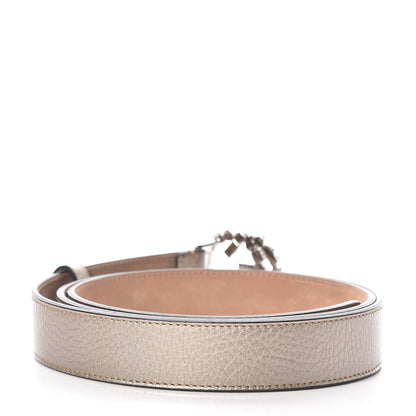 Gucci Calfskin Crystal Interlocking G Belt 110 44 Golden Beige 3 of 6