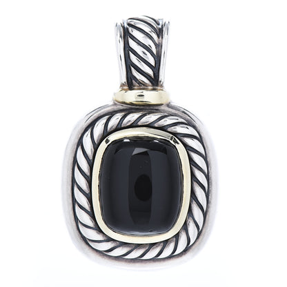 David Yurman Sterling Silver 14K Yellow Gold Black Onyx 10mm Albion Enhancer Pendant 1 of 4