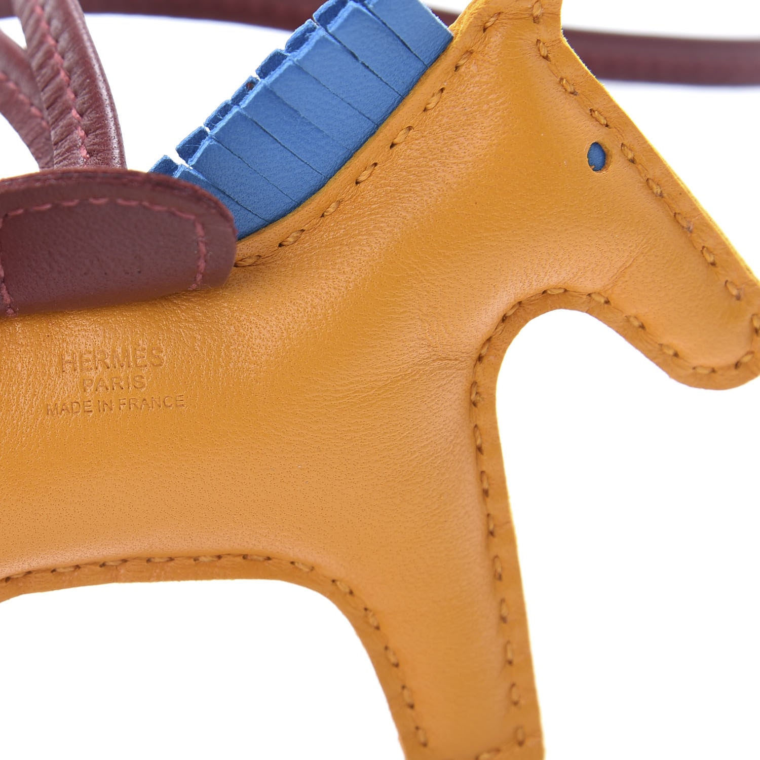 Hermes Milo Lambskin Grigri Rodeo Horse Bag Charm PM Jaune D'Or Bleu Zanzibar Rouge H 3 of 5