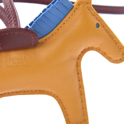 Hermes Milo Lambskin Grigri Rodeo Horse Bag Charm PM Jaune D'Or Bleu Zanzibar Rouge H 3 of 5