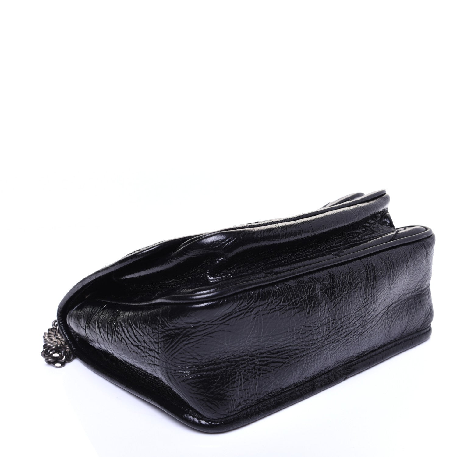 Saint Laurent Crinkled Calfskin Matelasse Monogram Baby Niki Chain Satchel Black 4 of 17