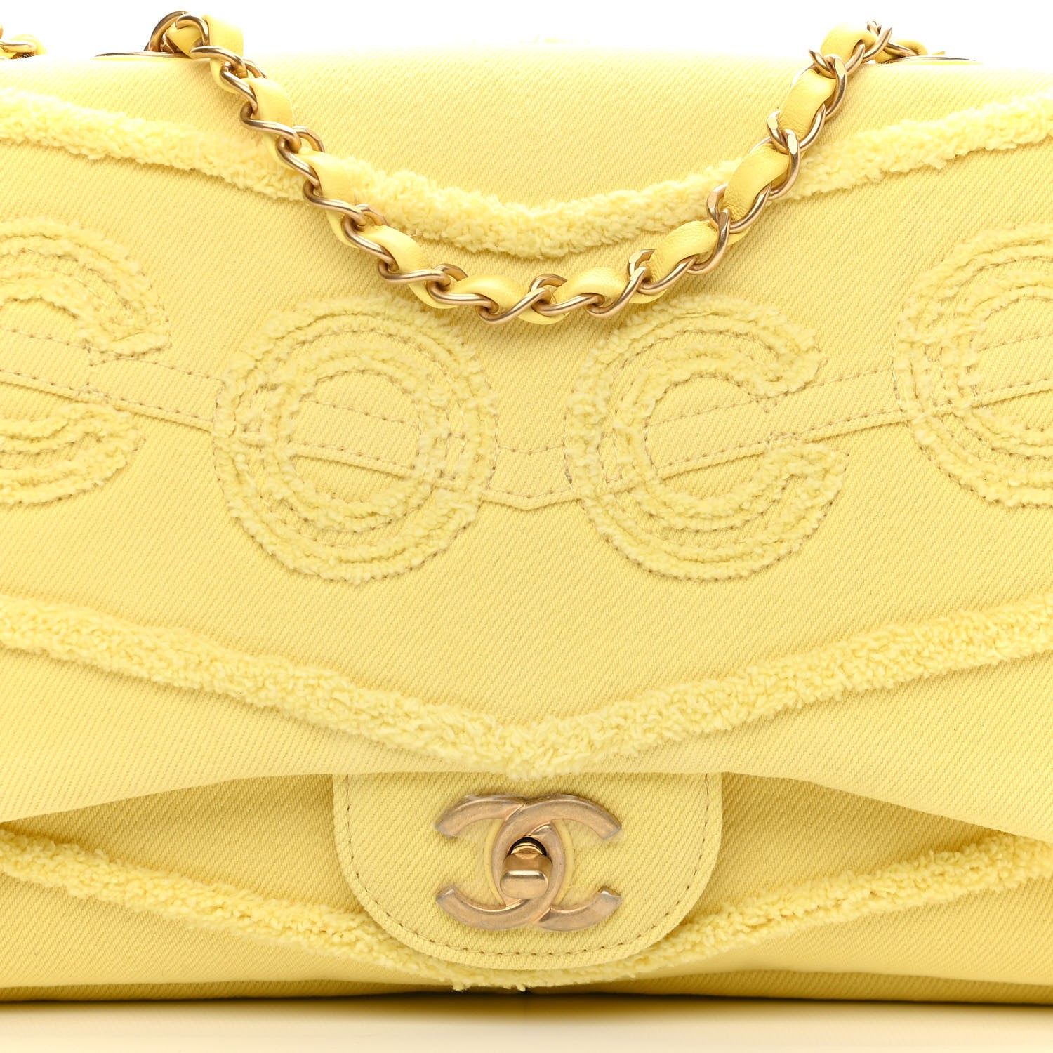 Chanel Denim Coco Jumbo Single Flap Yellow 8 of 10