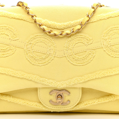 Chanel Denim Coco Jumbo Single Flap Yellow 8 of 10