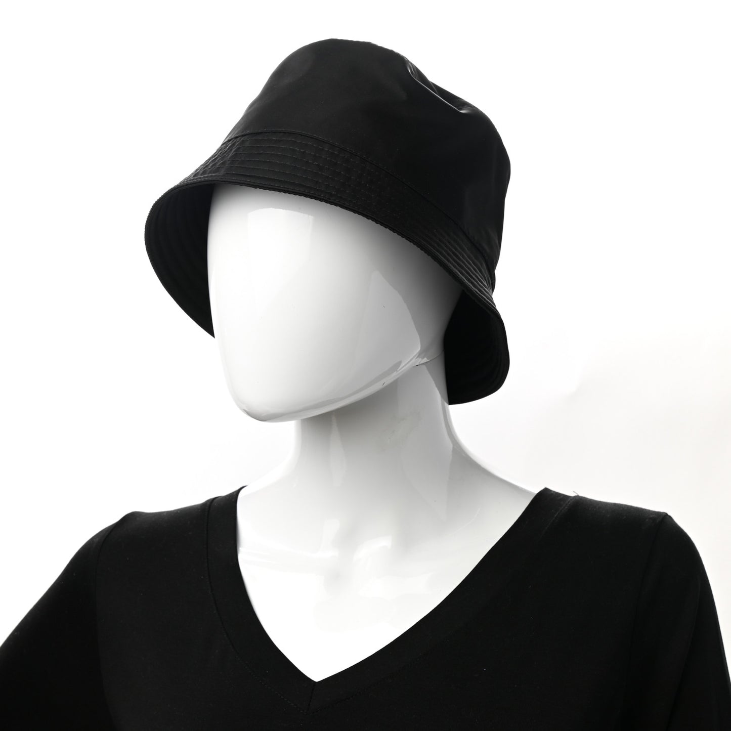 Re-Nylon Metal Triangle Logo Womens Bucket Hat M Black