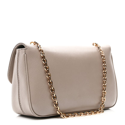 Salvatore Ferragamo Hammered Calfskin Gancini Flap Bag Beige 3 of 10
