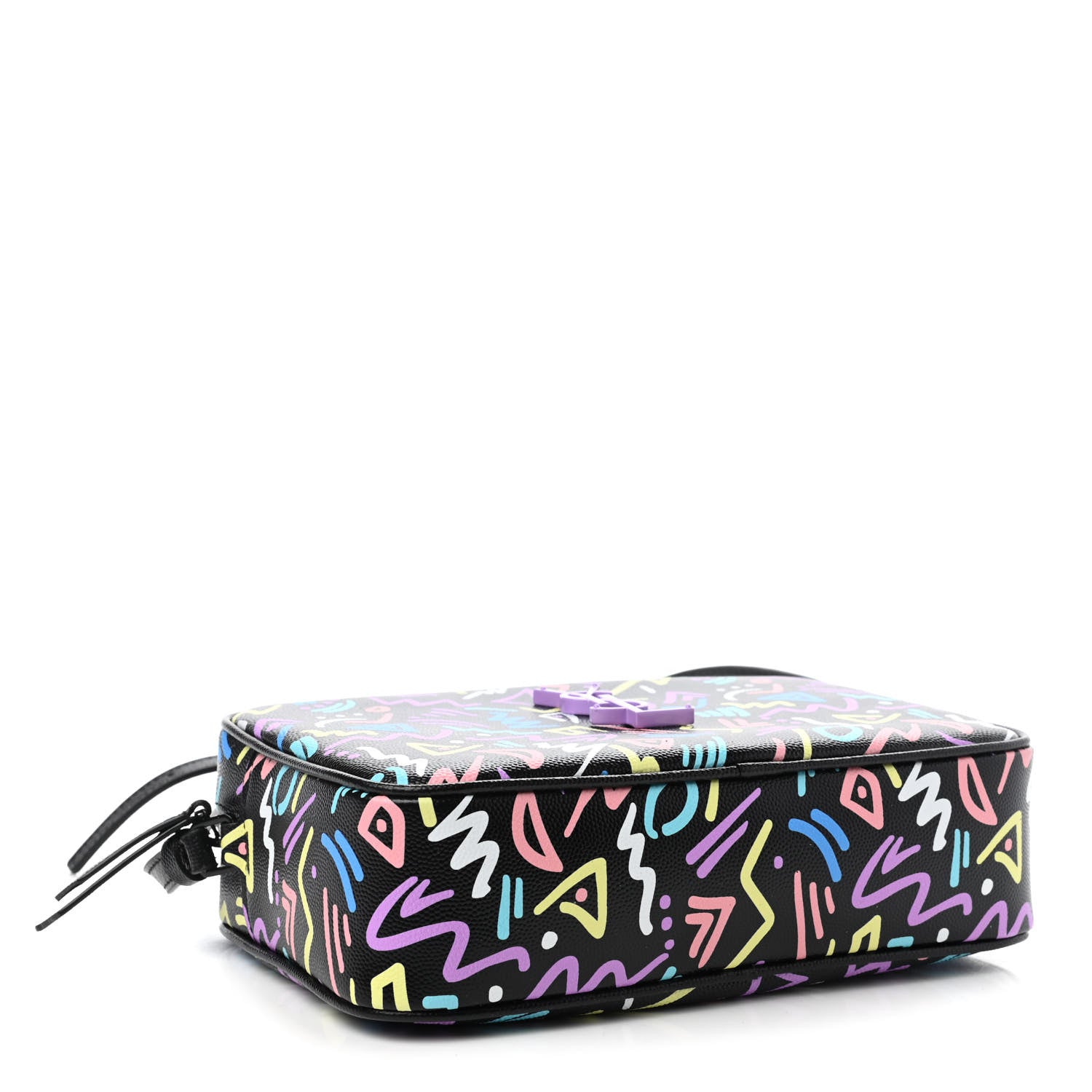 Saint Laurent Grain De Poudre Medium Classic Monogram Multicolor Graphic Print Lou Camera Bag Black 4 of 9