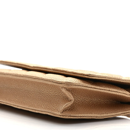 Chanel Pearly Caviar Quilted Wallet On Chain WOC Gold 9 of 9