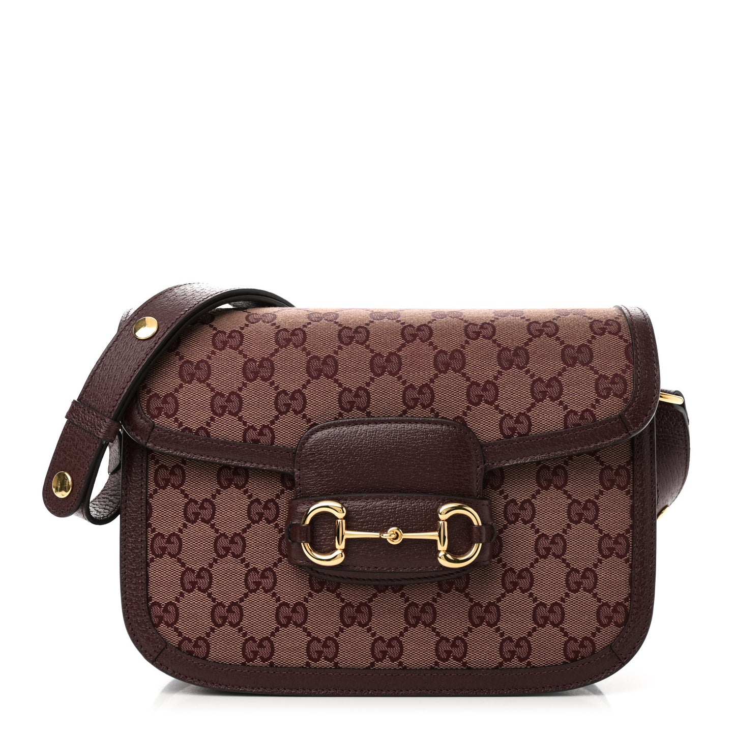 Monogram Textured Dollar Calfskin Horsebit 1955 Shoulder Bag Sahara Rubino Chardonnay