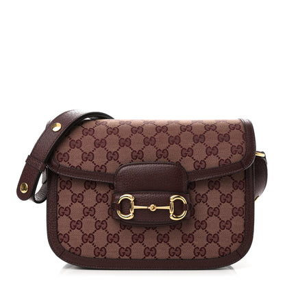 Gucci Monogram Textured Dollar Calfskin Horsebit 1955 Shoulder Bag Sahara Rubino Chardonnay 1 of 9